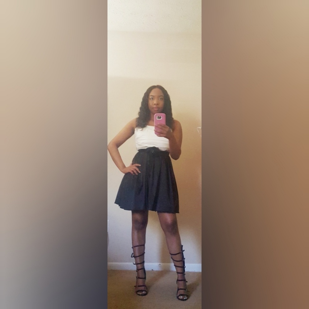 Black and white cocktail dress